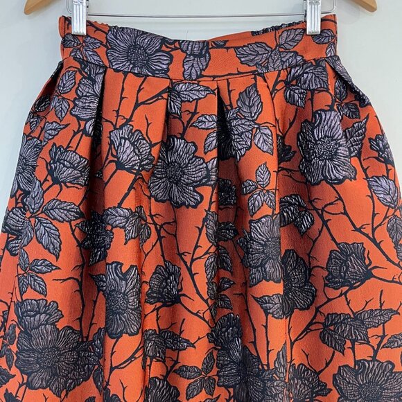 Anthropologie Hutch Floral Print Jacquard Pleated Skirt Womens Size M - Picture 2 of 8